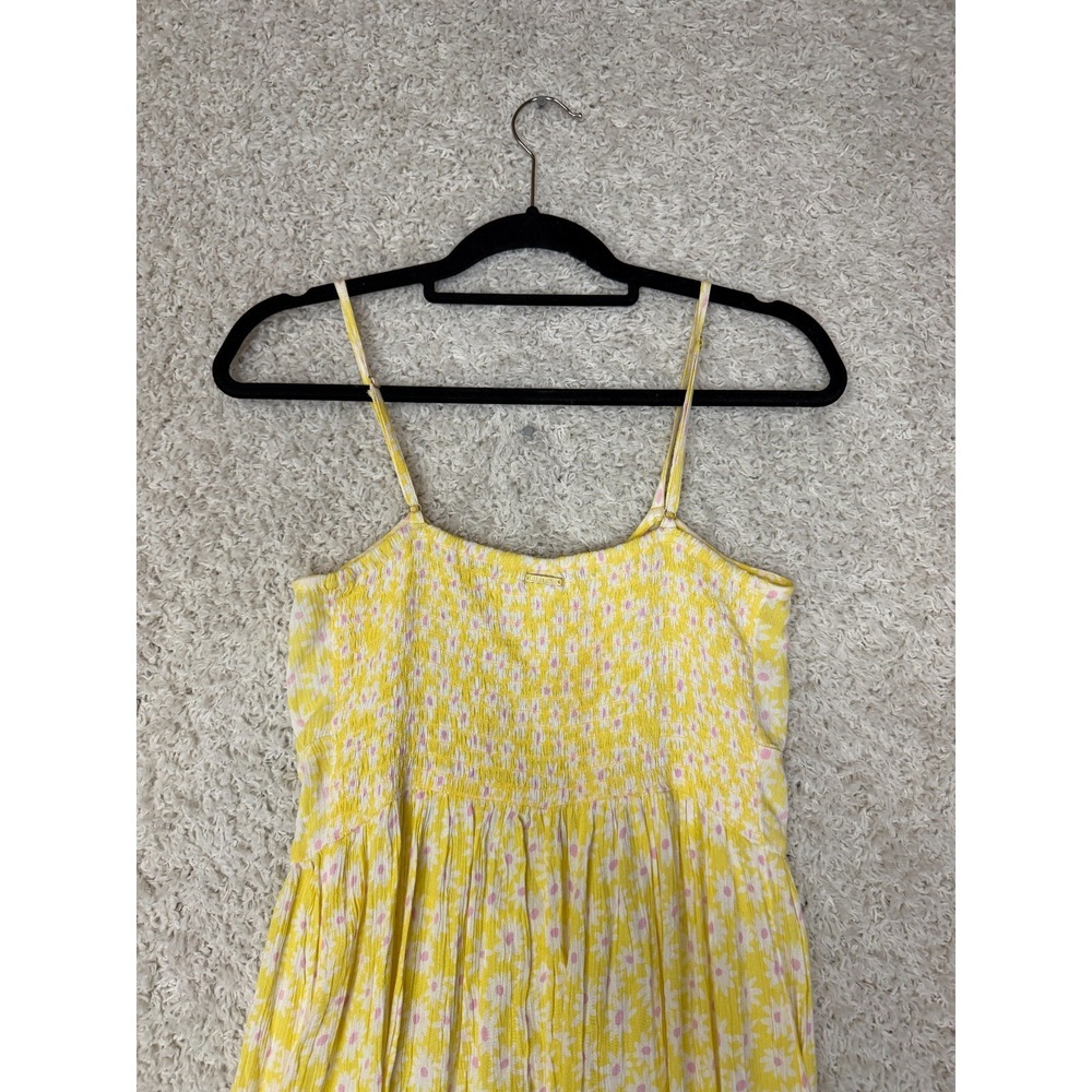Billabong Yellow Daisy Floral Midi Dress M Spaghetti Strap Smocked Back Summer - Picture 5 of 9